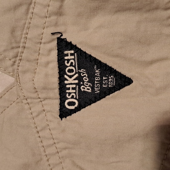 Oshkosh boys size 3T striped overalls, blue, tan, cream stripes NWT - Picture 8 of 8